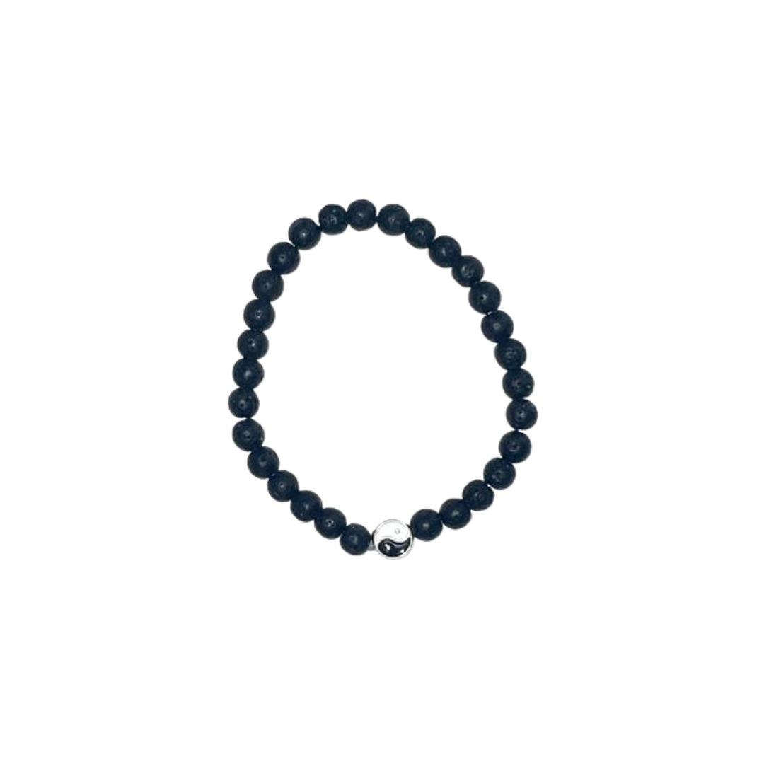 Lava Stone Ying & Yang Sign Bracelet